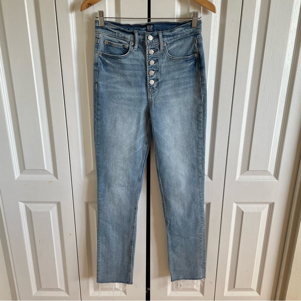 GAP High-Rise Light Blue Button-Fly Jeans